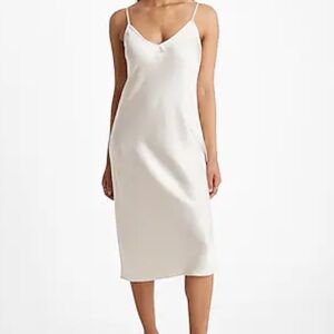 Express Satin V-Neck Downtown Cami Midi Slip Dress